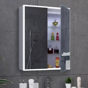 double door bathroom mirror cabinet
