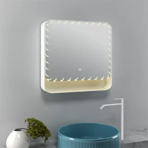 Square mirror with lights