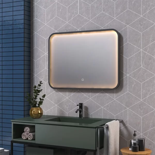 Bathroom lighting over round mirror