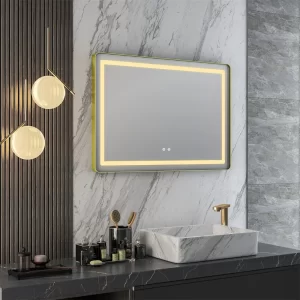 Gold frame led mirror