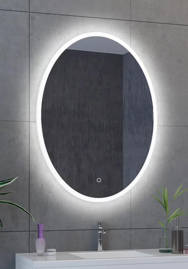 Oval mirror with lights
