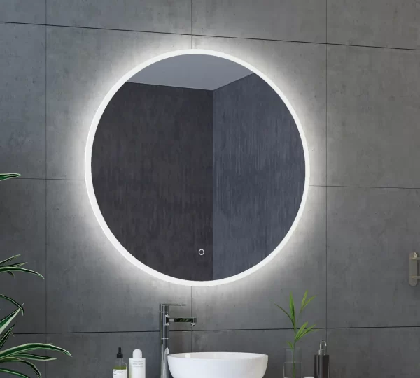 Round bathroom mirror with light