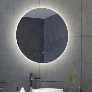 Round bathroom mirror with backlight