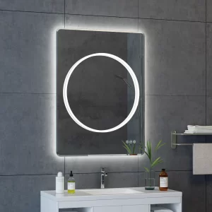 Square lighted makeup mirror