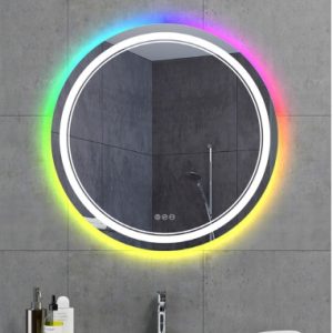 Hotel Home touch screen mirror Round Smart Mirror Waterproof bathroom RGB Bath mirror