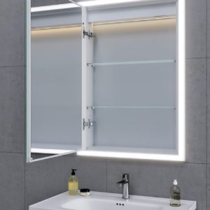 Bathroom mirror cabinet with horizontal mirror cabinet wall cabinet with mirror door